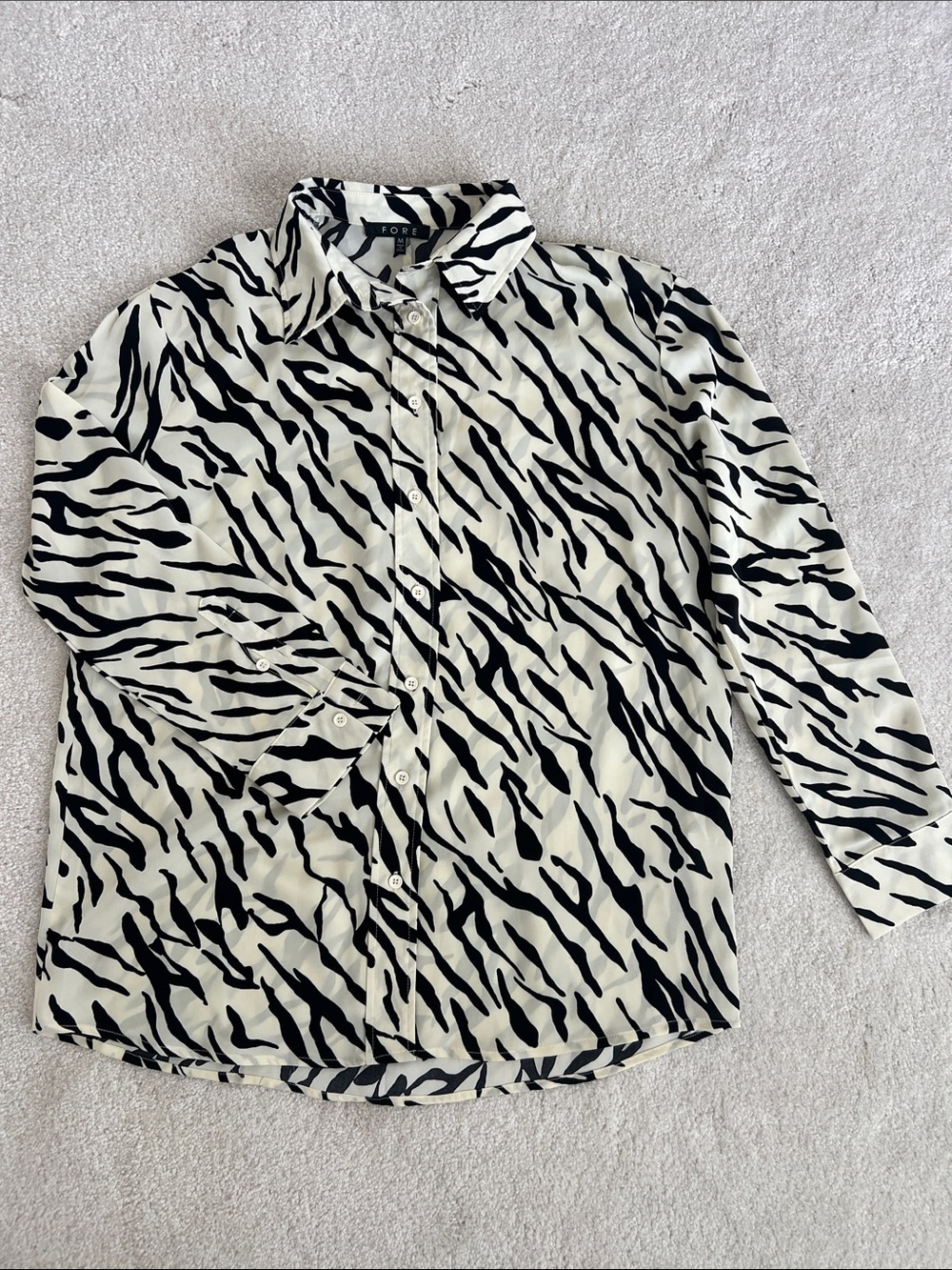 Black & White Zebra Print Button-Up Shirt